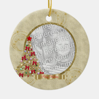 Feliz ornamento de la foto del árbol de navidad