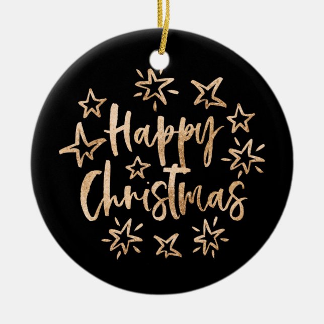 Feliz Ornamento de Navidad con foto personalizada (Frente)