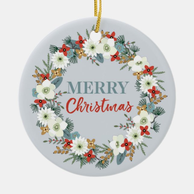 Feliz Ornamento de Navidad con foto personalizada (Frente)