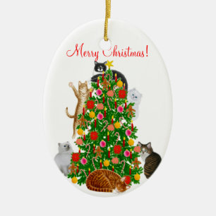 Feliz ornamento del navidad del gato del gatito