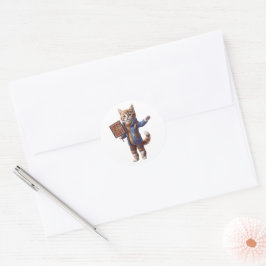 Feliz Otoño Para Todos Pegatina Redonda de Gato