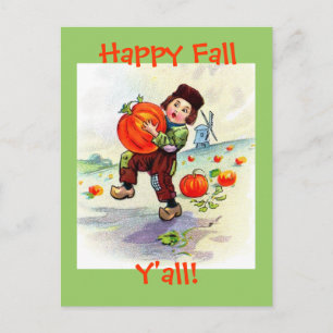 Feliz Otoño para Todos Tarjeta Postal Vintage