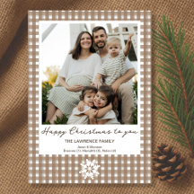 Feliz País Navidad Gingham Holiday Photo Card