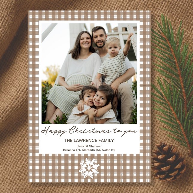 Feliz País Navidad Gingham Holiday Photo Card (Subido por el creador)