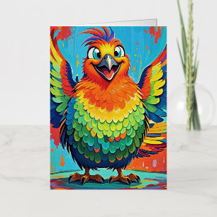 Feliz pájaro arte abstracto colorido