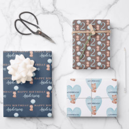 Feliz Papel de envolvimiento de oso de cumpleaños