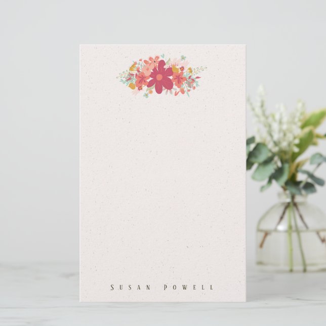 Feliz Papelería de Salpicaduras de Flor Rosa Calie (Anverso de pie)