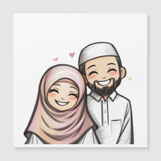 Feliz pareja musulmana casada (Anverso)
