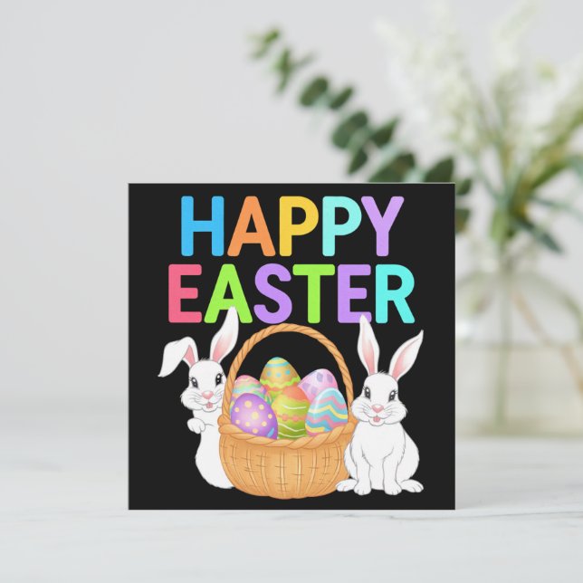 Feliz Pascua 2025  Huevos Conejo Conejito Lindo (Anverso de pie)