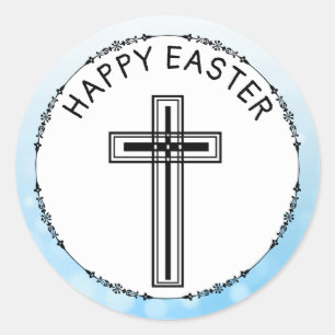 Feliz Pascua Azul Cruz Pegatinas religiosos