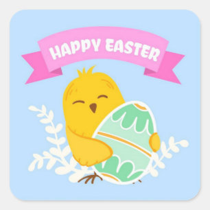Feliz Pascua Calcomanía cuadrada