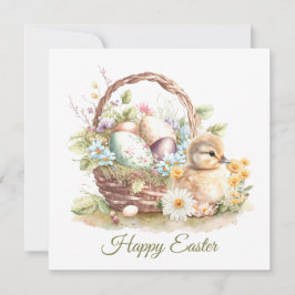 Feliz Pascua, Cesta de Pascua y Tarjeta de Ducklin