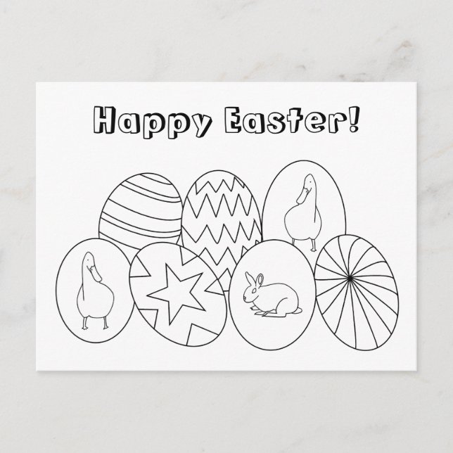 Feliz Pascua, coloridas postales de huevos (Anverso)