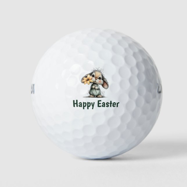 Feliz Pascua con pelotas de golf de conejo conejit (Anverso)