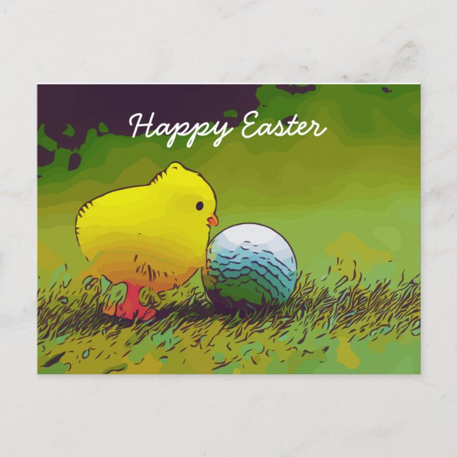 Feliz Pascua con tarjeta de pollo y de golf (Anverso)