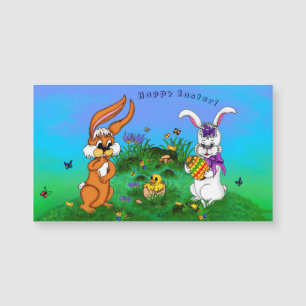 ¡Feliz Pascua! Conejo con conejo y pollo