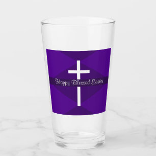 Feliz Pascua Cruz Blanca Morado Cristiano