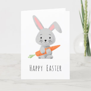 Feliz Pascua Cute Bunny Carrot tarjeta de vacacion