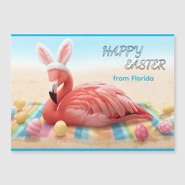 Feliz Pascua de Florida Flamingo Tarjeta Magnética (Anverso)