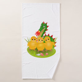 Feliz Pascua de tres pollitos y el Dragón de Mons