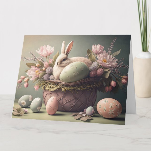 Feliz Pascua desea tarjeta de ilustracion pastel (Anverso)
