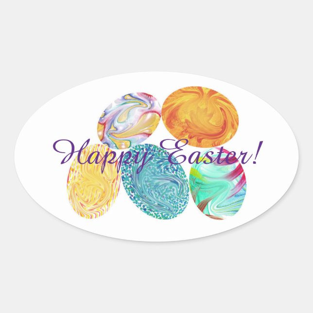 Feliz Pascua, elegantes pegatinas de huevos de pas (Anverso)