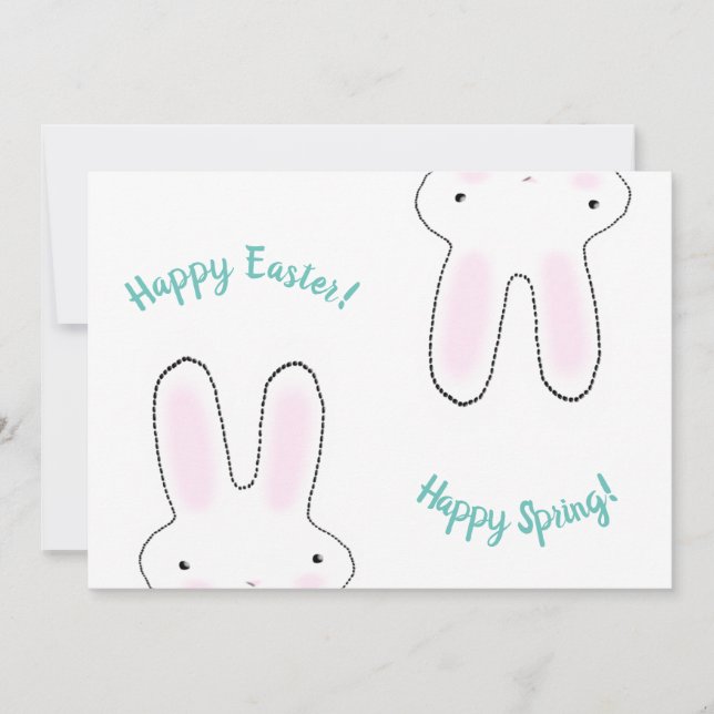Feliz Pascua Feliz Primavera blanco lindo conejito (Anverso)