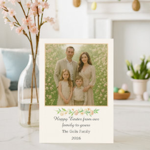 Feliz Pascua Floral Tarjeta de Navidad Familiar Pl