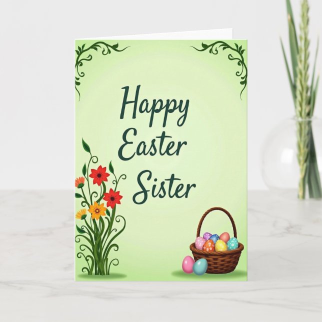 Feliz Pascua Hermana Tarjeta de Primavera (Anverso)