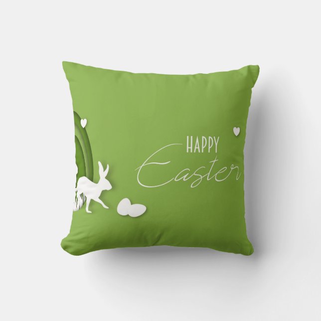 Feliz Pascua hermosa almohada verde (Anverso)