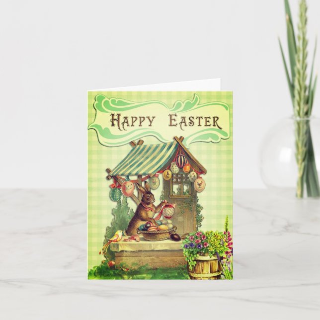 Feliz Pascua imagen vintage de tarjeta de Pascua (Anverso)