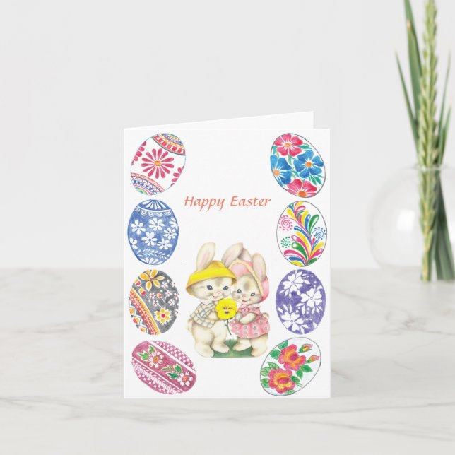 Feliz Pascua imagen vintage de tarjeta de Pascua (Anverso)