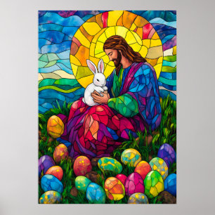 Feliz Pascua Jesús Conejo Huevos Muro Arte