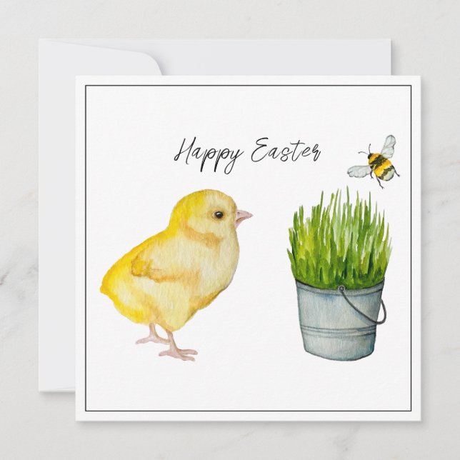 Feliz Pascua, linda chica y abejorro (Anverso)