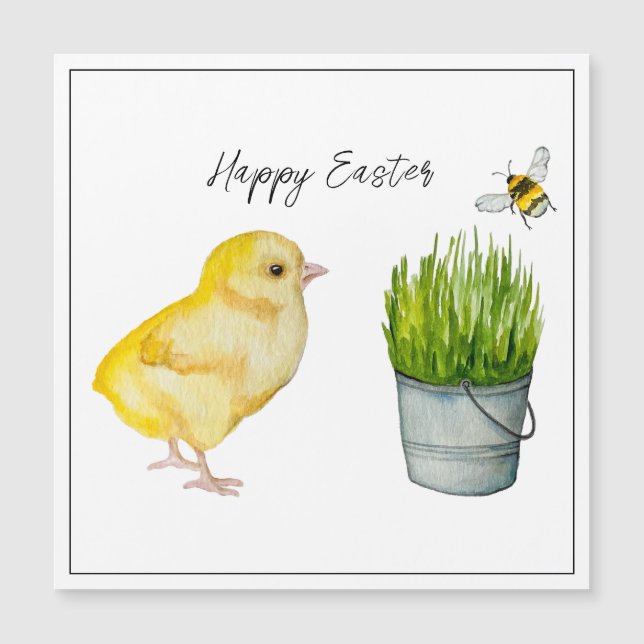 Feliz Pascua, linda chica y abejorro (Anverso)