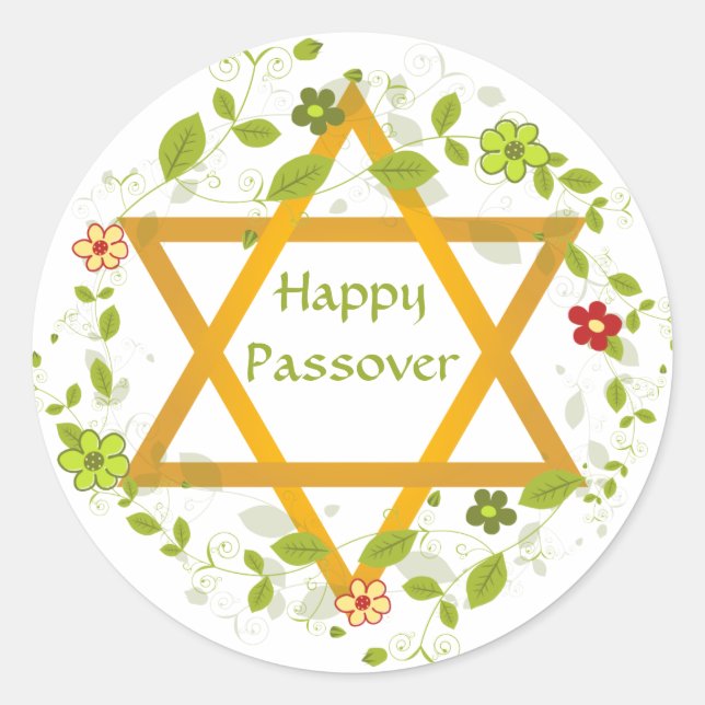Feliz Pascua Magen David Pegatina (Anverso)
