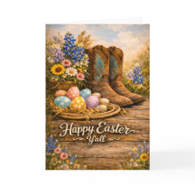 Feliz Pascua para Todos Tarjeta de Botas y Flores