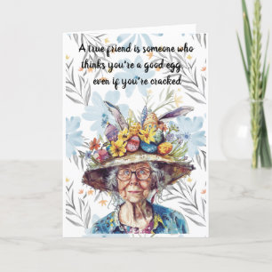 Feliz Pascua para un amigo. Tarjeta Granny Easter