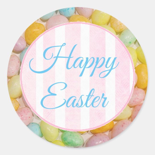 Feliz Pascua Pastel Jelly Bean Pegatinas (Anverso)