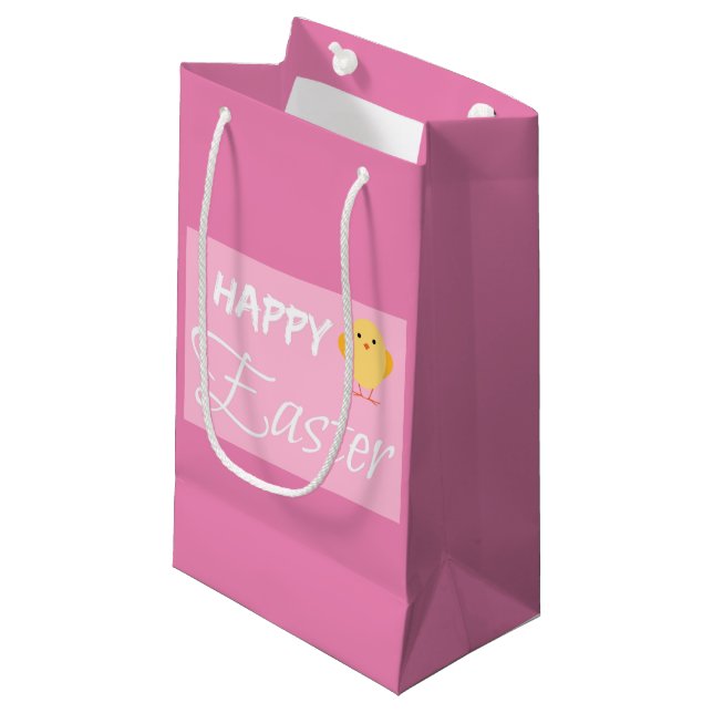 Feliz Pascua Pequeña Chick Rosa Bolsa de Regalo Pe (Angulo Anverso)