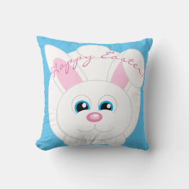 Feliz Pascua Personalizado  Bunny Blue Cojín decor