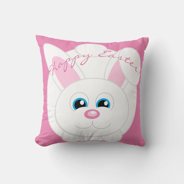 Feliz Pascua Personalizado  Bunny Cojín decorativo (Anverso)