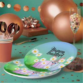 Feliz Pascua Plato de Papel Conejito Lindo Huevos
