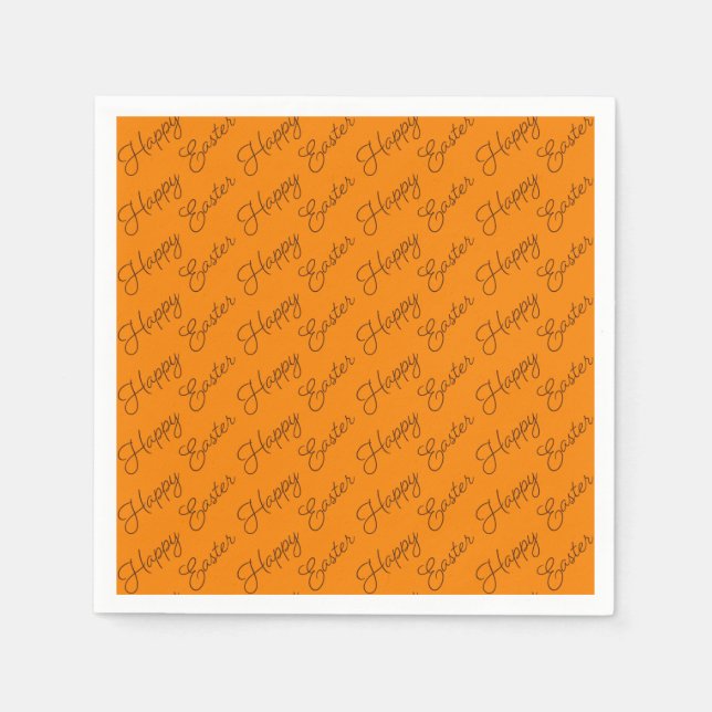 Feliz Pascua Script Marrón en Servilleta de Papel  (Anverso)