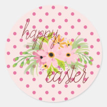 Feliz Pascua simple lindo Pegatina Rosa