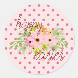 Feliz Pascua simple lindo Pegatina Rosa