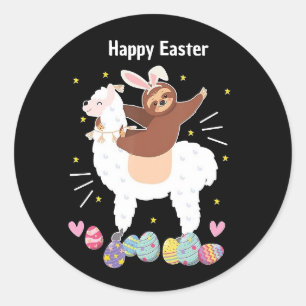 Feliz Pascua Sloth y pegatina de llama