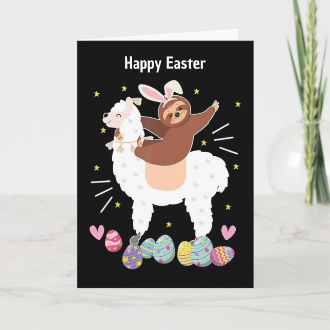 Feliz Pascua Slots y tarjeta de fiesta de llama (Anverso)