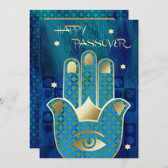 Feliz Pascua. Tarjeta de símbolo de Hamsa Hand Luc (Anverso / Reverso)