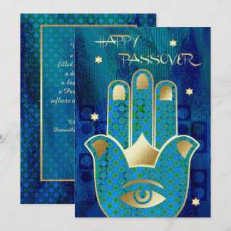 Feliz Pascua. Tarjeta de símbolo de Hamsa Hand Luc